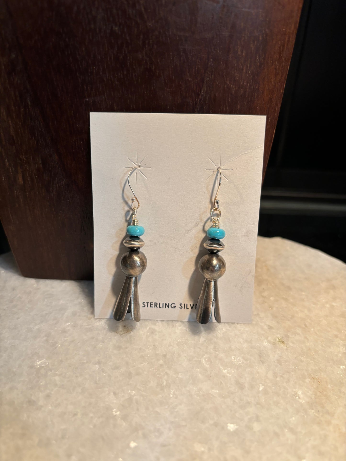 Vangie Touchine Navajo Strung Kingman Turquoise Earring