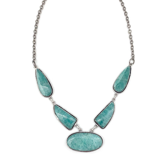 Kashi Semiprecious Stone Bib Necklace – Amazonite