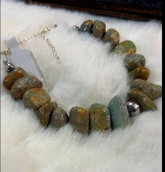 4mm Silver Large Turquoise Bracelet 7-8.5”