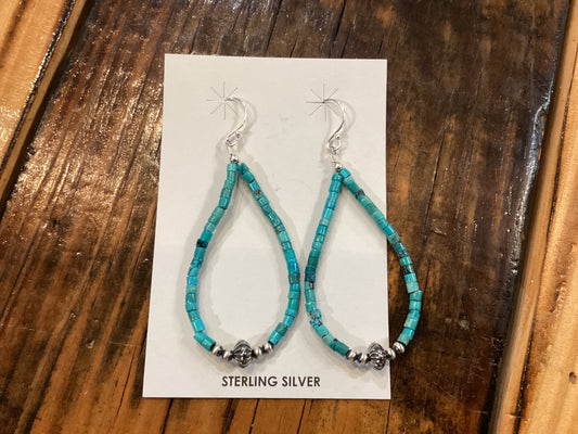 Handmade SS Kingman Turquoise Loop Earrings