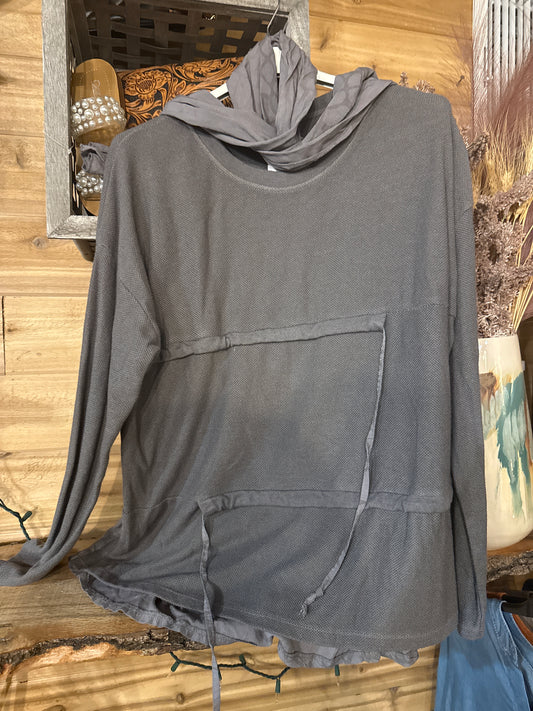 Catherine Lillywhite Made in Italy OS fits most Tensil Henley Top with Scarf