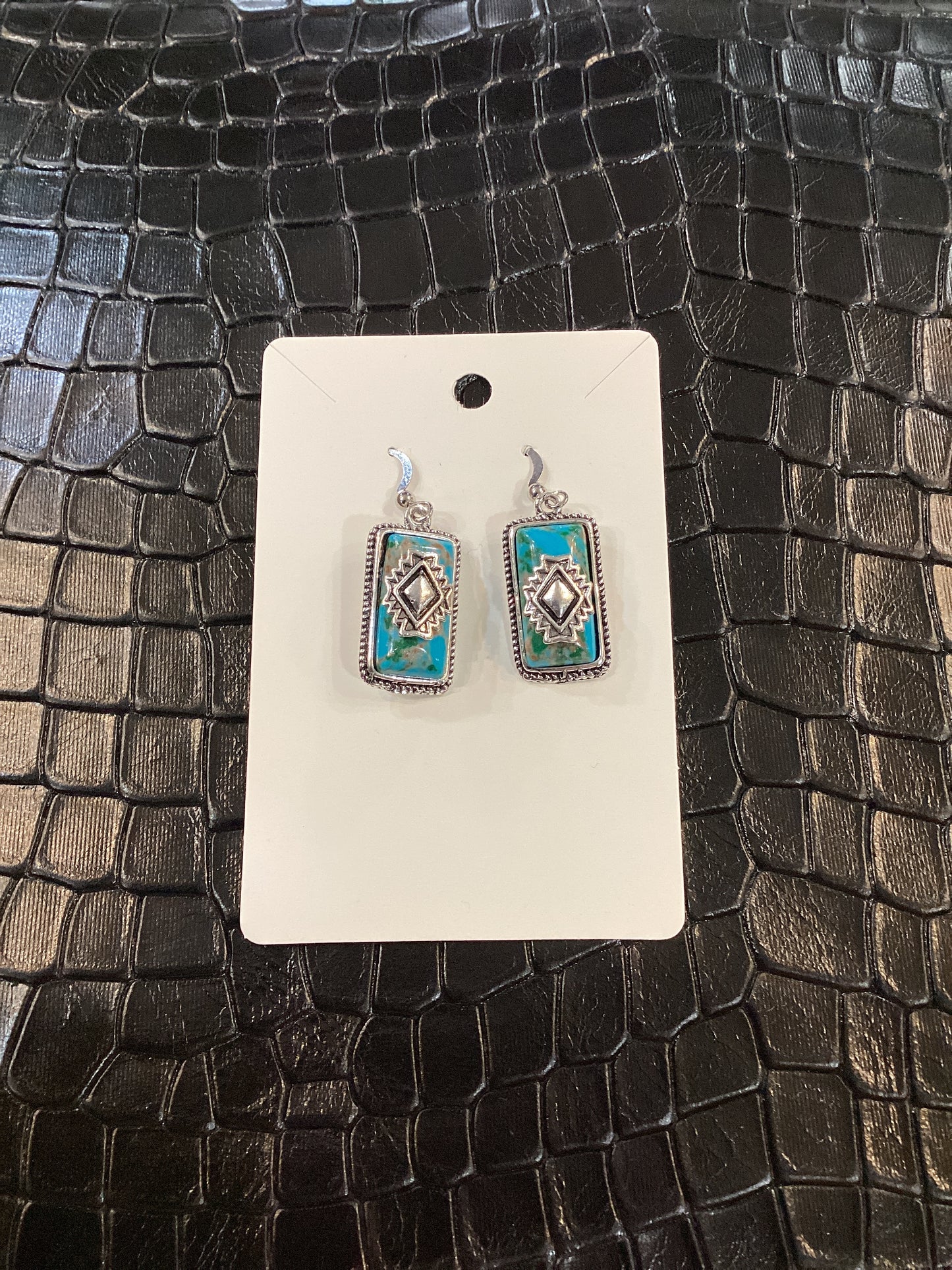 Faux Turquoise and Silver Earrings