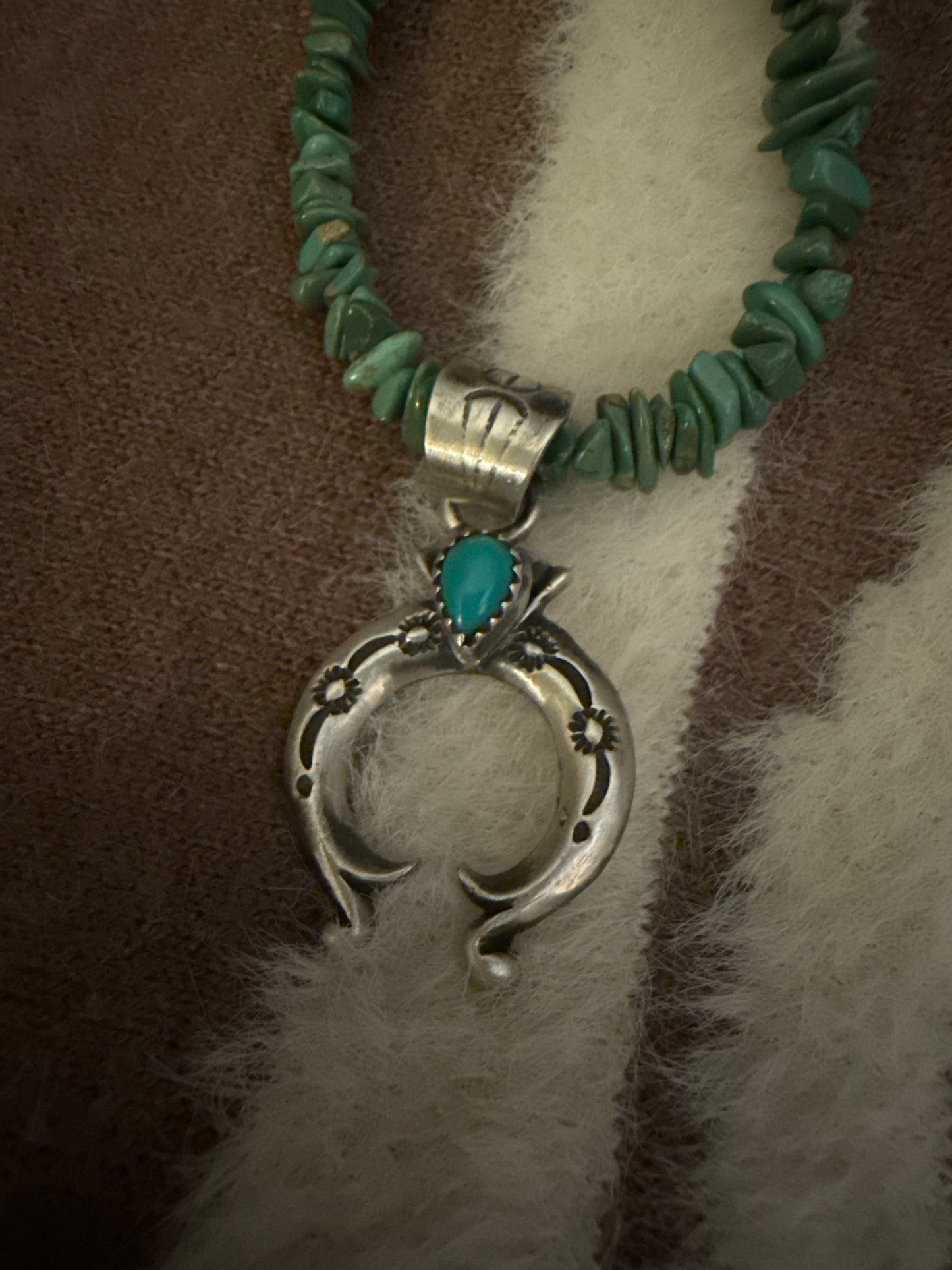 Sam Yellowhair Navajo Handmade Turquose Naja Necklace