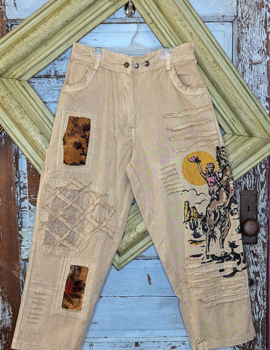 PaperLace Cowgirl Tan Denim Cropped