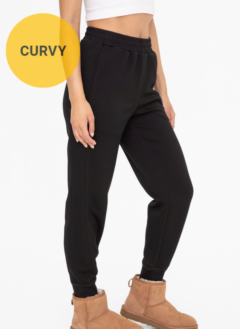 CURVY PLUS size Butter Soft Contrast Seam Joggers