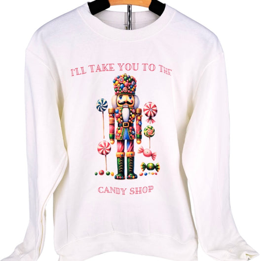 QUEEN GYPSY Christmas Candy Shop Crew Sweatshirt