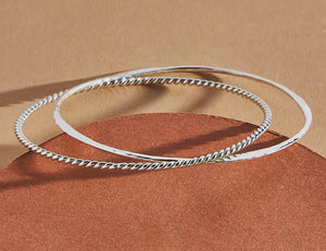 Sterling Silver Twist & Hammered
Entwined Bangle Bracelets