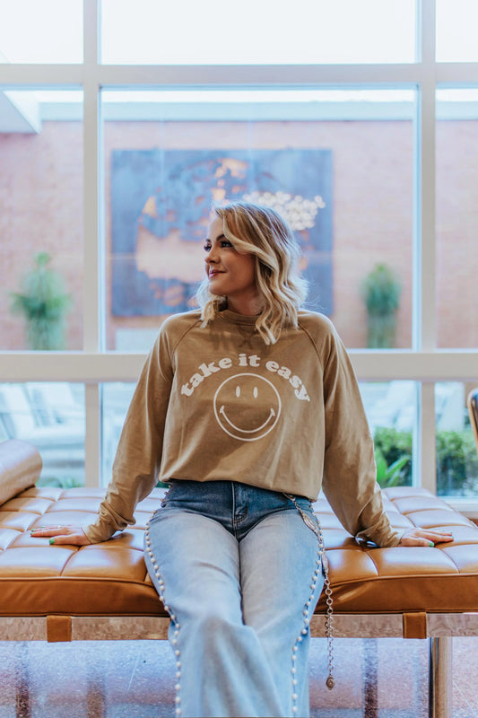 Take it Easy LS Acid Wash Tee