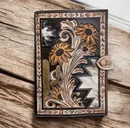 Sunflower Tooled Leather & Cowhide Bible Cover