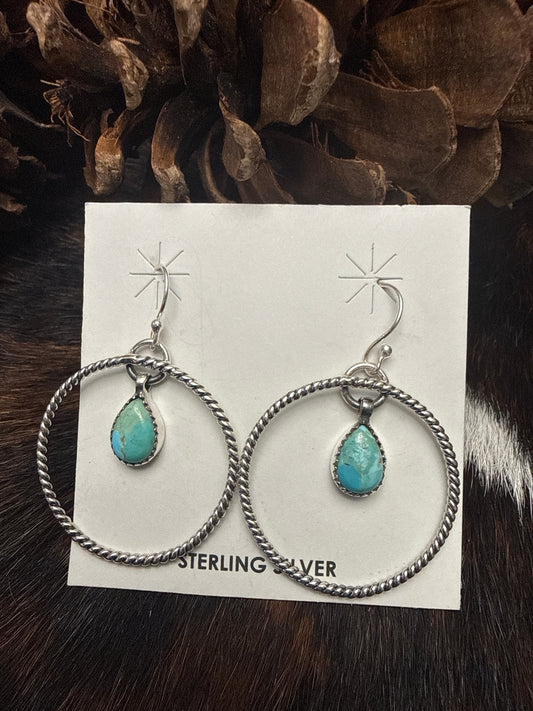 Sterling Silver Handmade Kingman Turquoise Earrings