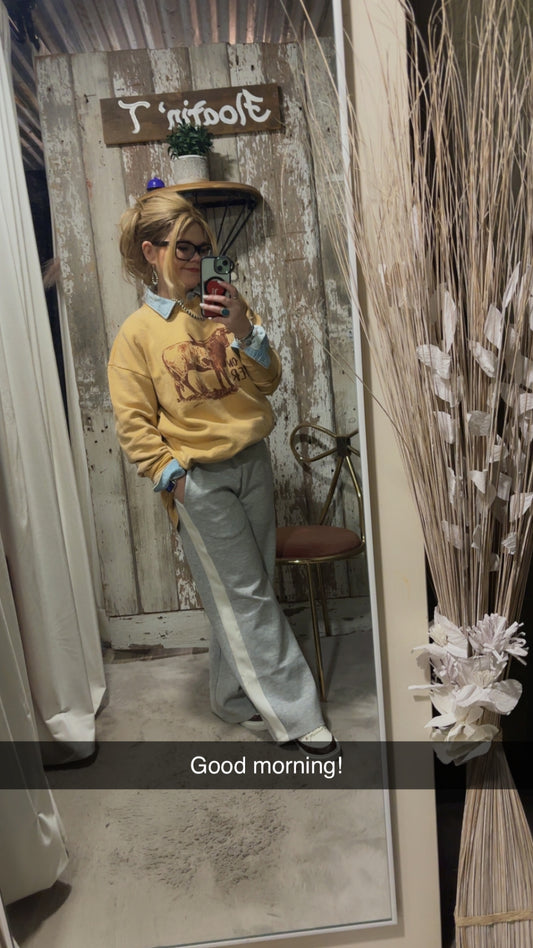 P. CILL BUTTER MODAL SIDE STRIPE WIDE LEG PANTS BLACK