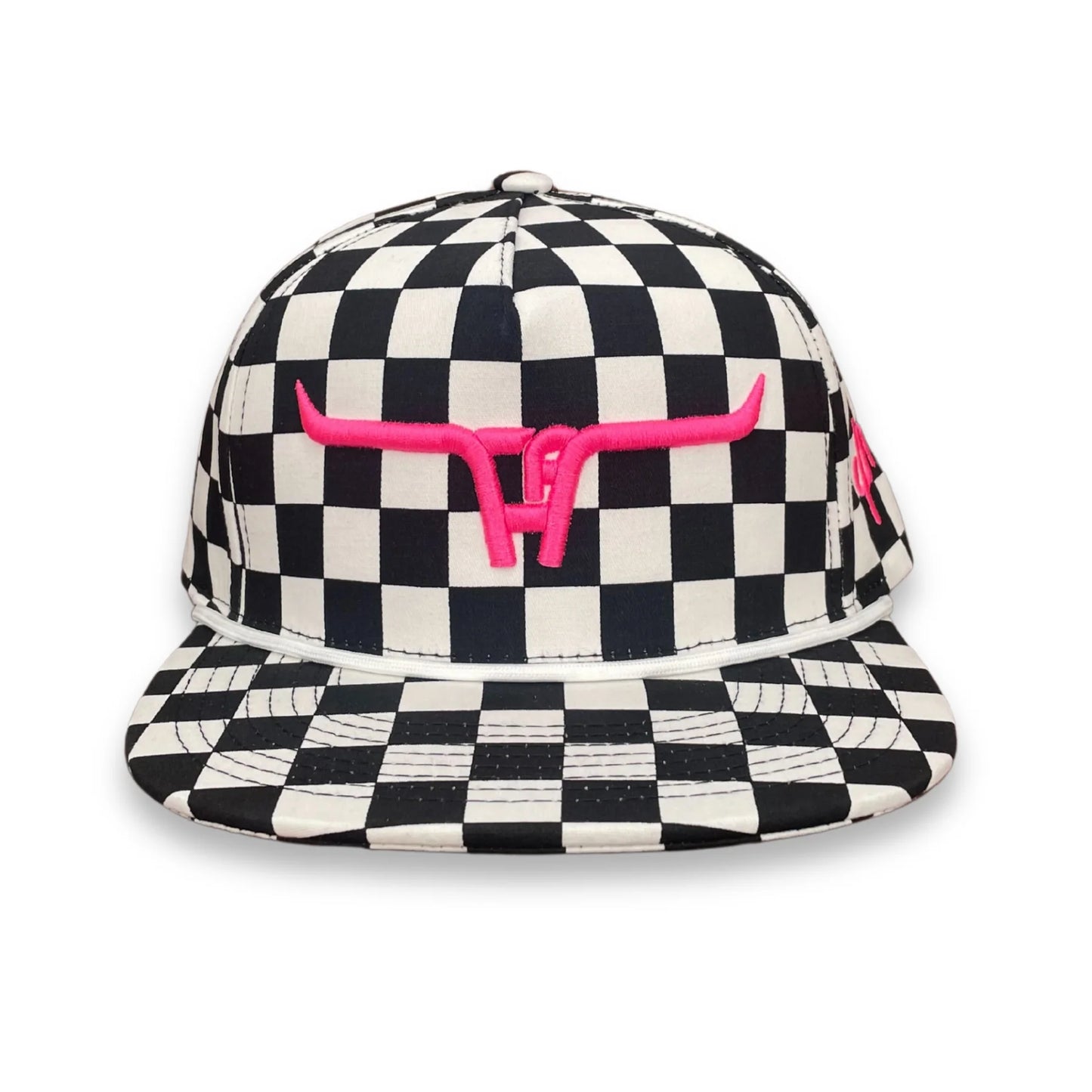 Cactus Alley Hat Co. CA Longhorn Puffed Pink Racer Check Snap Back