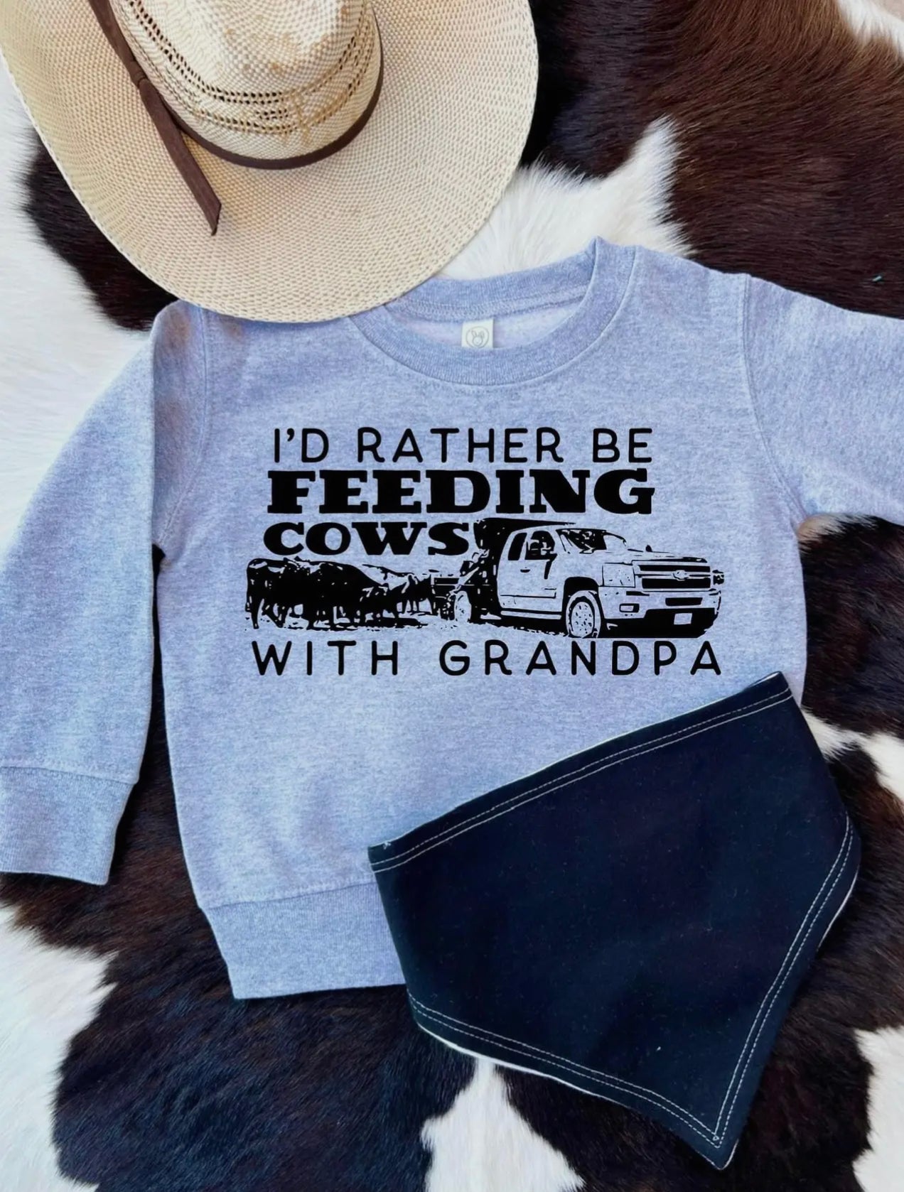 I’d Rather Feed Cows with Grandpa (Sweatshirt) Kids