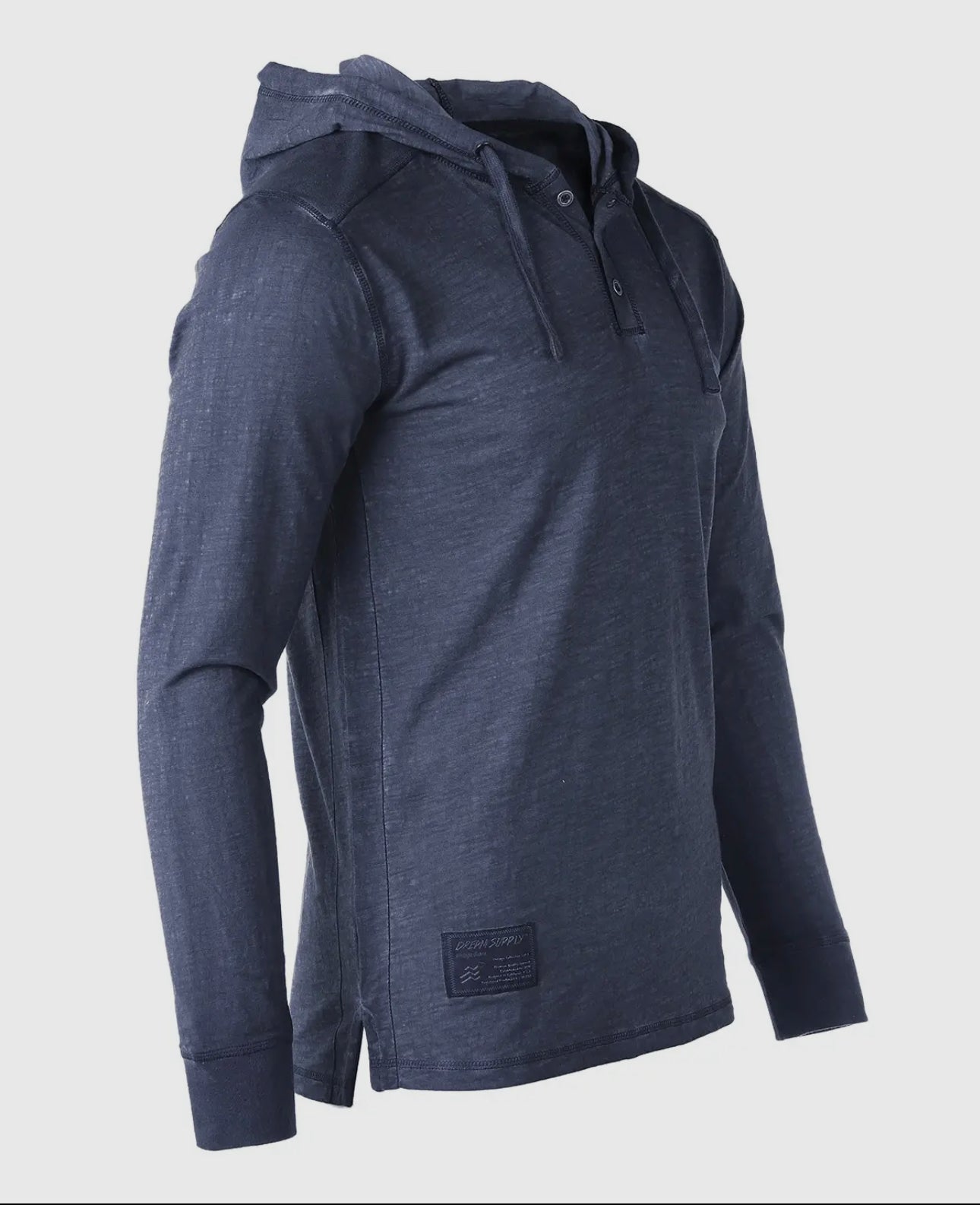 Mens Garment Dyed Casual
Long Sleeve Hoodie Henley