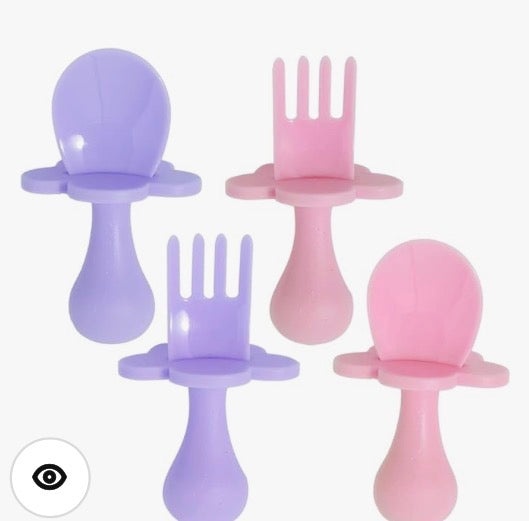 Grabease Baby Self Feeding Utensils Short Training Spoon Fork Plastic Set
4 Pcs | 2 Spoons 2 Forks