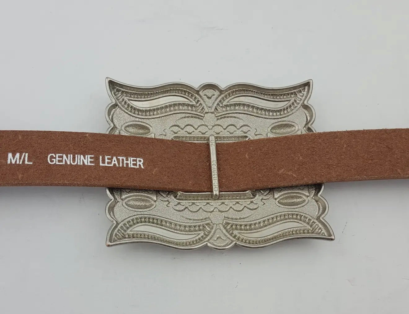 Western Silver Rectangular Concho Leather Belt