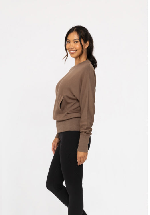 MONO B BRUSHED DOLMAN SLEEVE CREW NECK