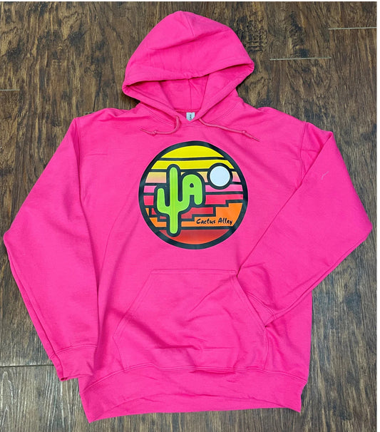 Cactus Alley Hat Co. Sunset" - Pink Adult Hoodie Sweatshirt