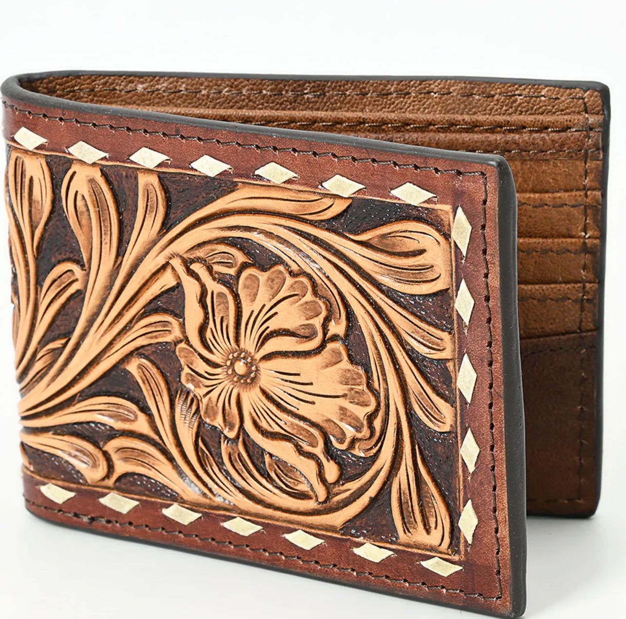 American Darling Genuine Leather Hand Tooled Bifold Wallet