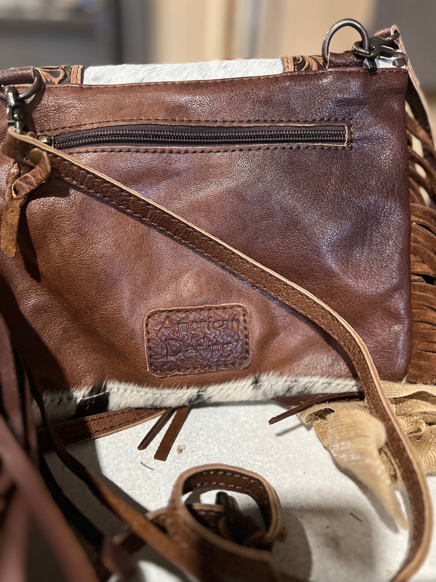 American Darling Thunderbird cowhide & fringe crossbody