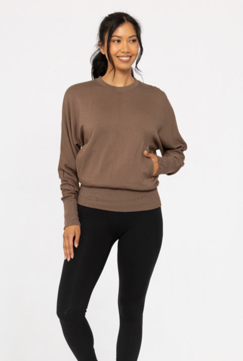 MONO B BRUSHED DOLMAN SLEEVE CREW NECK