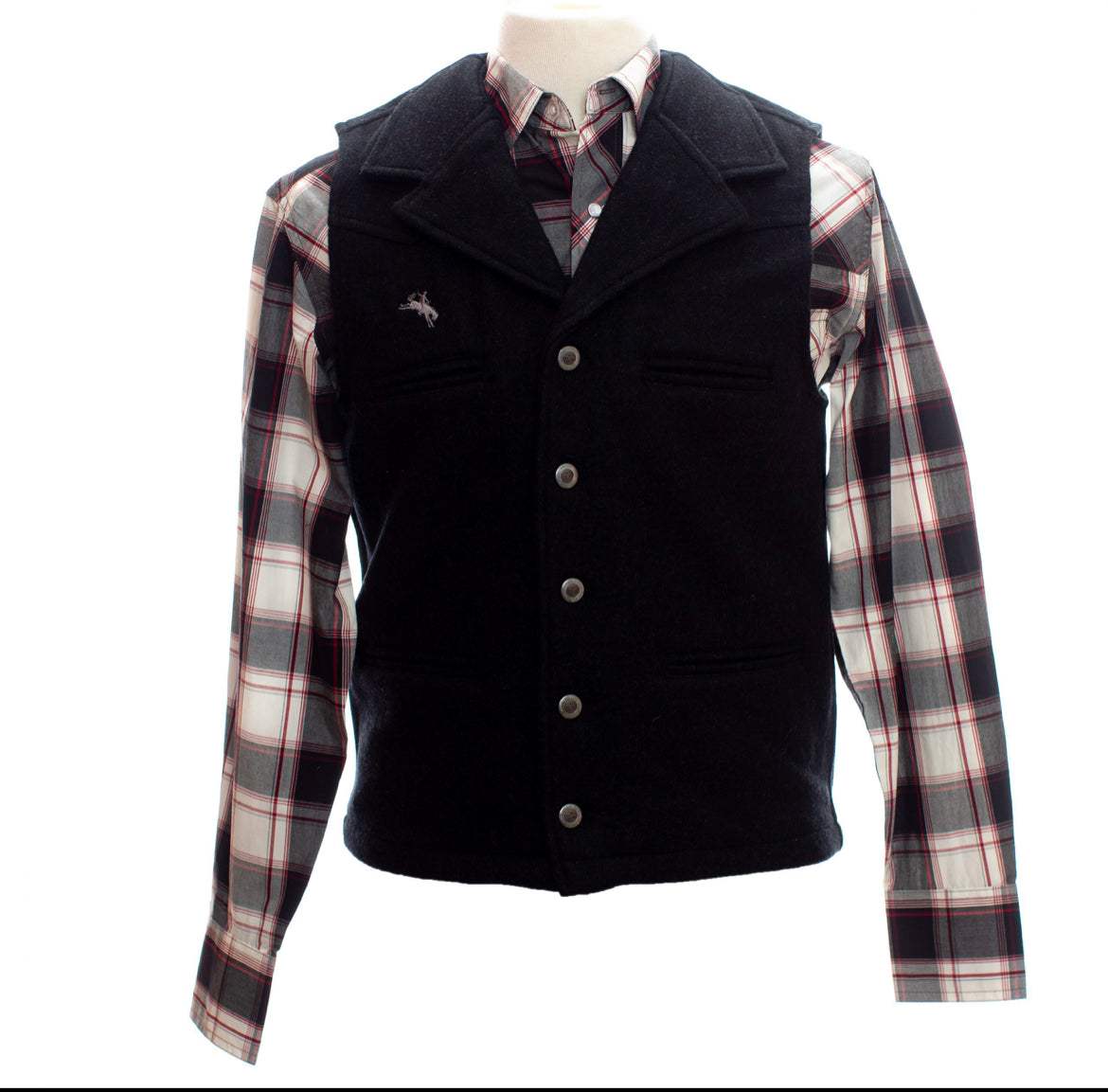 Wyoming Traders Mens Black Buckaroo Wool Vest