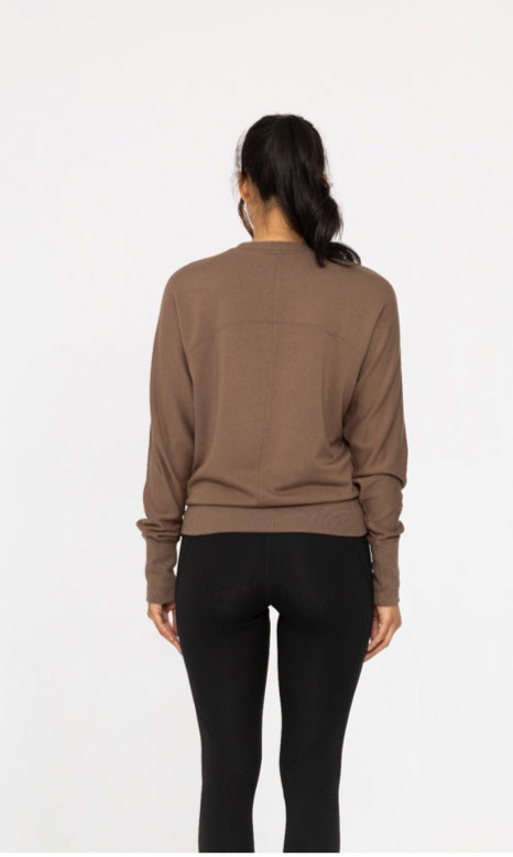 MONO B BRUSHED DOLMAN SLEEVE CREW NECK