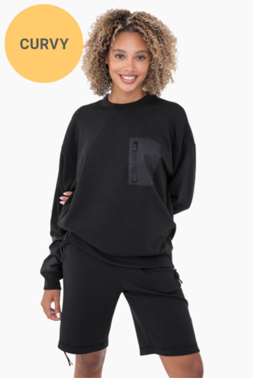 Mono B Butter Soft Crewneck Pullover with Pocket