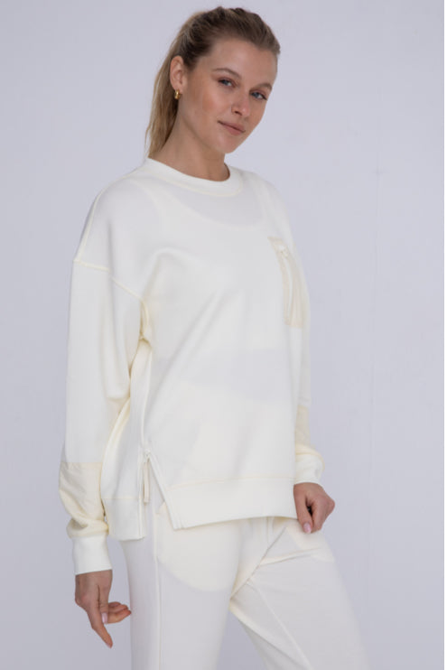 Mono B Butter Soft Crewneck Pullover with Pocket