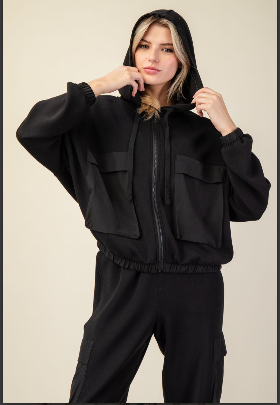 MODAL POLY SPAN SCUBA POCKET HOODIE JACKET