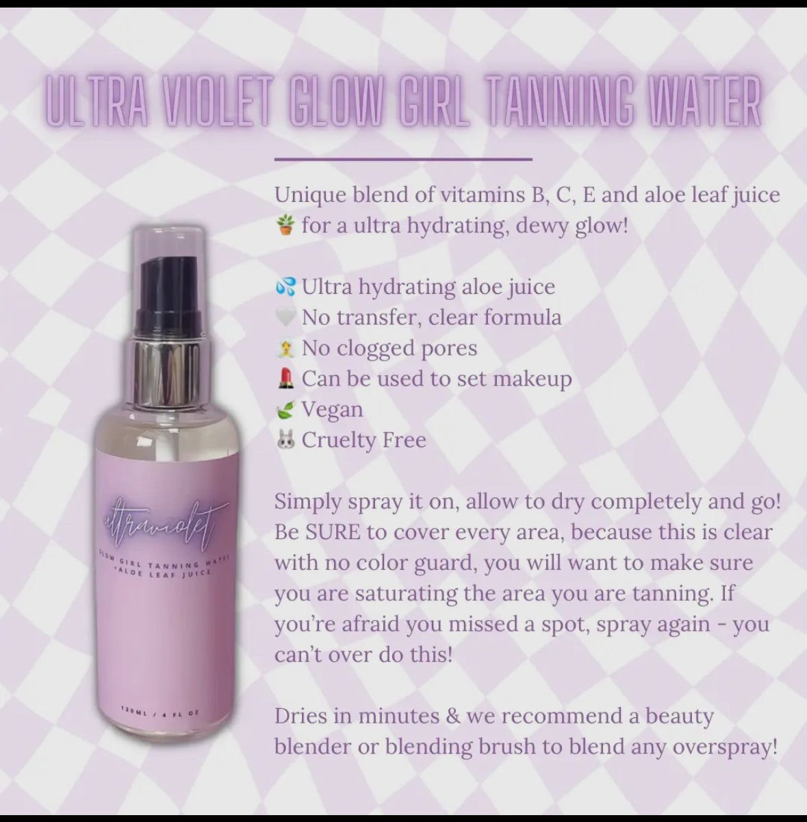 Ultra Violet Glow Girl Tanning Water