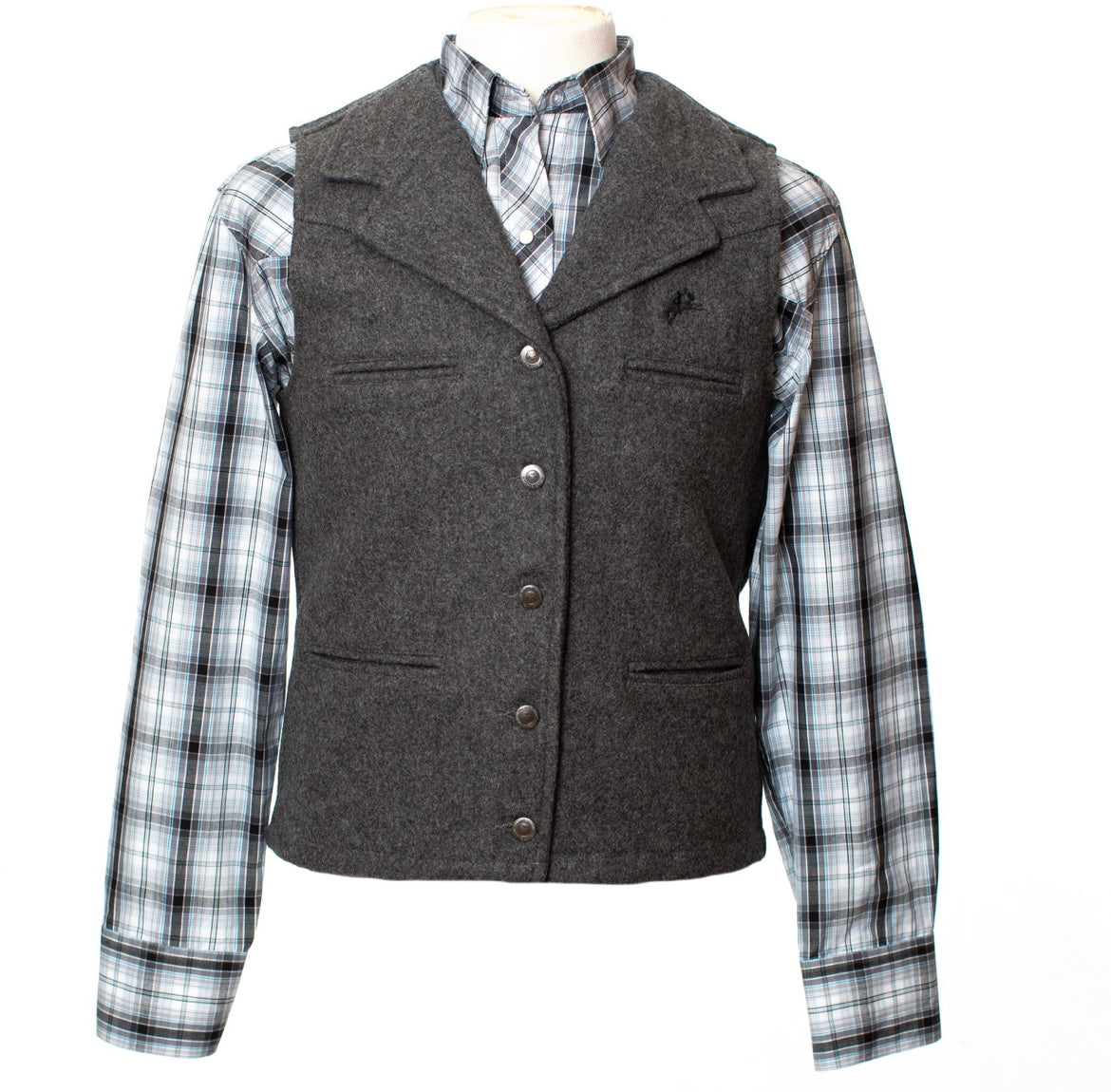 Wyoming Traders Mens Charcoal Buckaroo Wool Vest