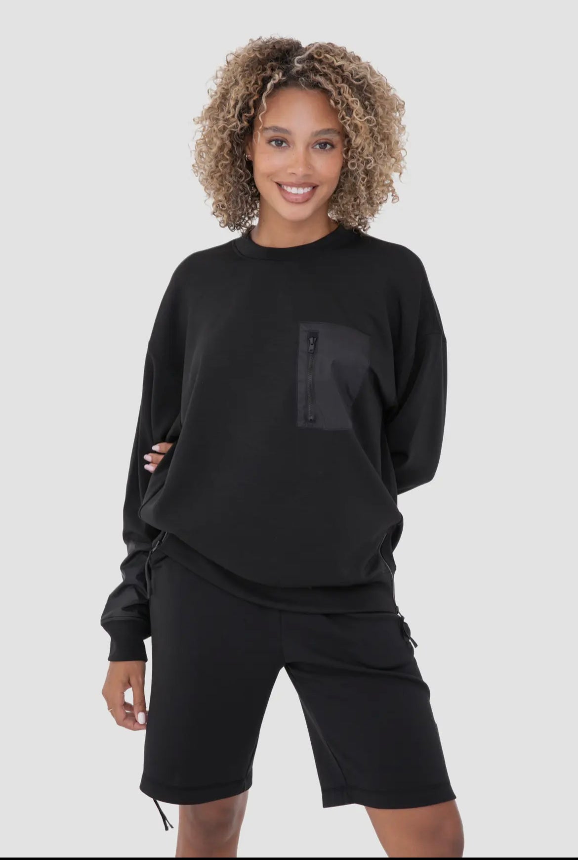 Mono B Butter Soft Crewneck Pullover with Pocket