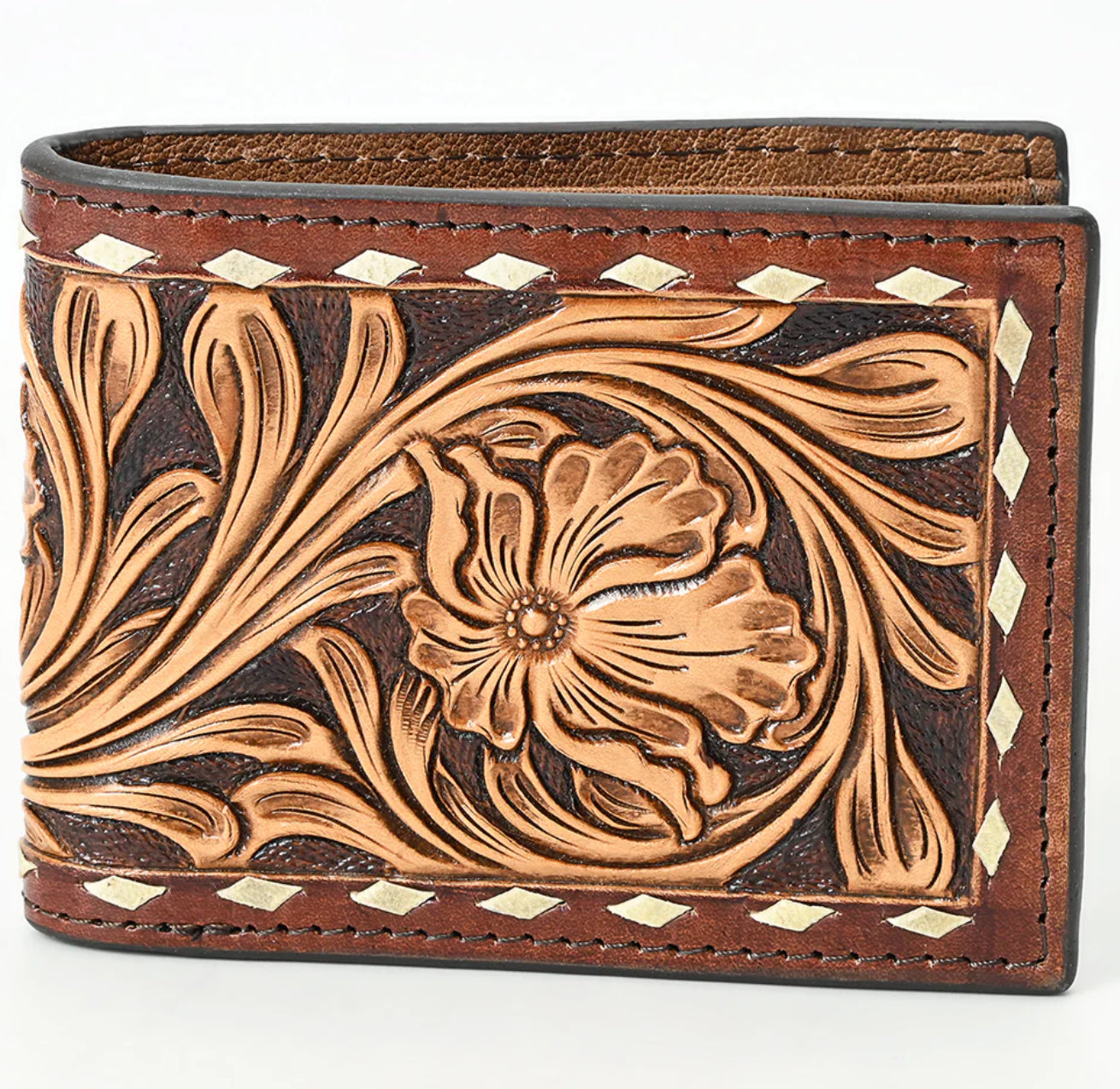 American Darling Genuine Leather Hand Tooled Bifold Wallet