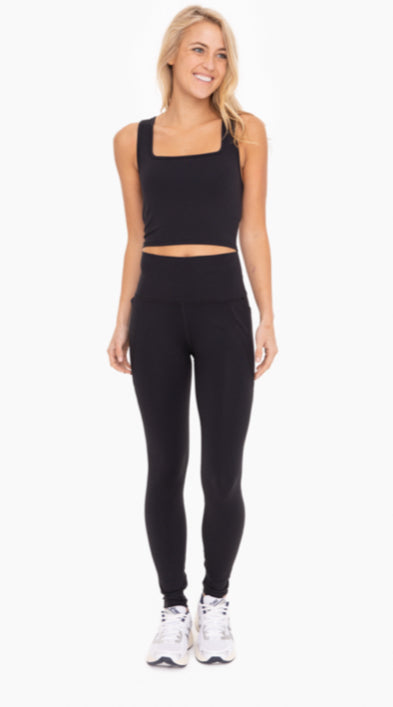 MONO B TAPERED BAND ESSENTIAL SOLID HIGHWAIST LEGGINGS