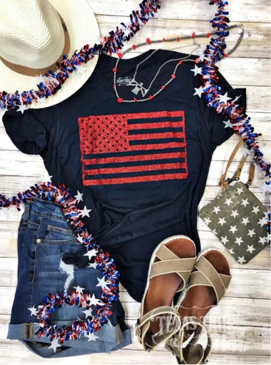 TEXAS TRUE THREADS
USA Glitter Flag Tee