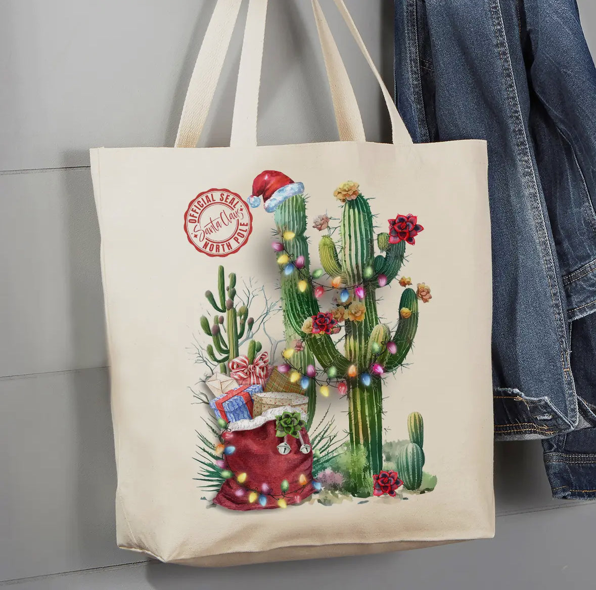 Christmas Santa Saguaro
Cactus Western 12 oz Canvas
Tote Bag