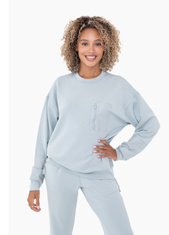 Mono B Butter Soft Crewneck Pullover with Pocket