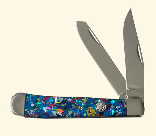 Whiskey Ranch BLUE INFUSED TRAPPER KNIFE