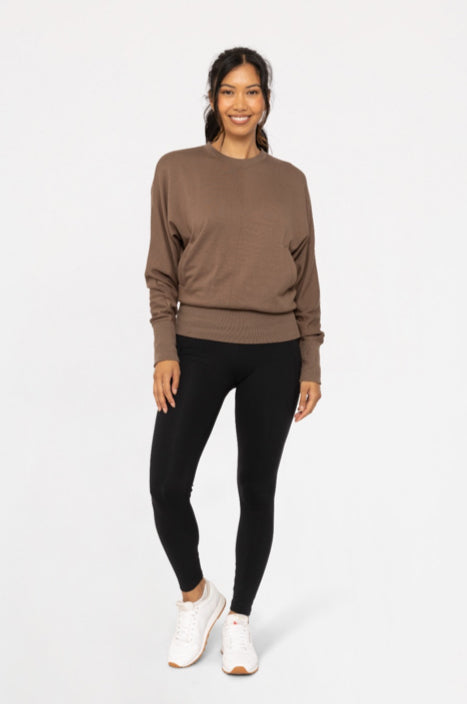 MONO B BRUSHED DOLMAN SLEEVE CREW NECK