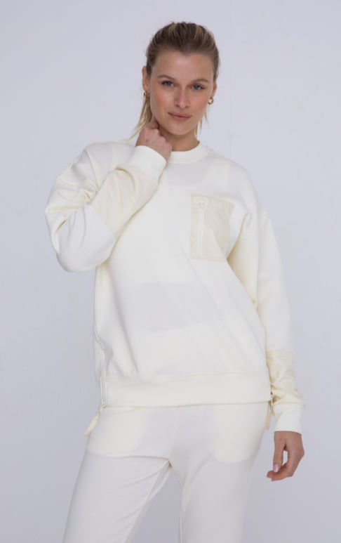 Mono B Butter Soft Crewneck Pullover with Pocket