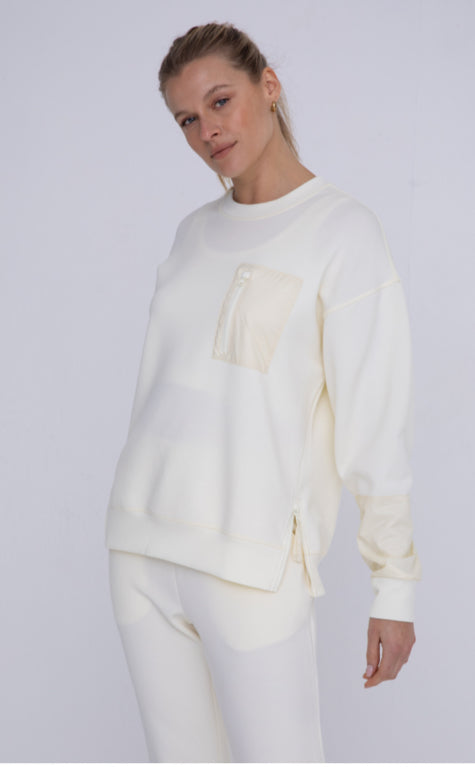 Mono B Butter Soft Crewneck Pullover with Pocket