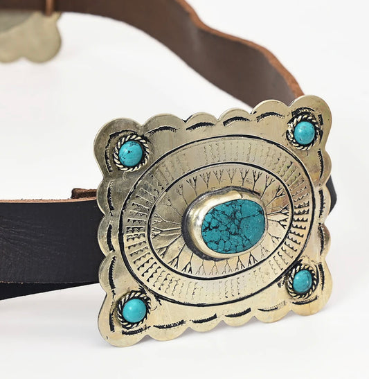 American Darling Square Concho Belt Faux Turquoise