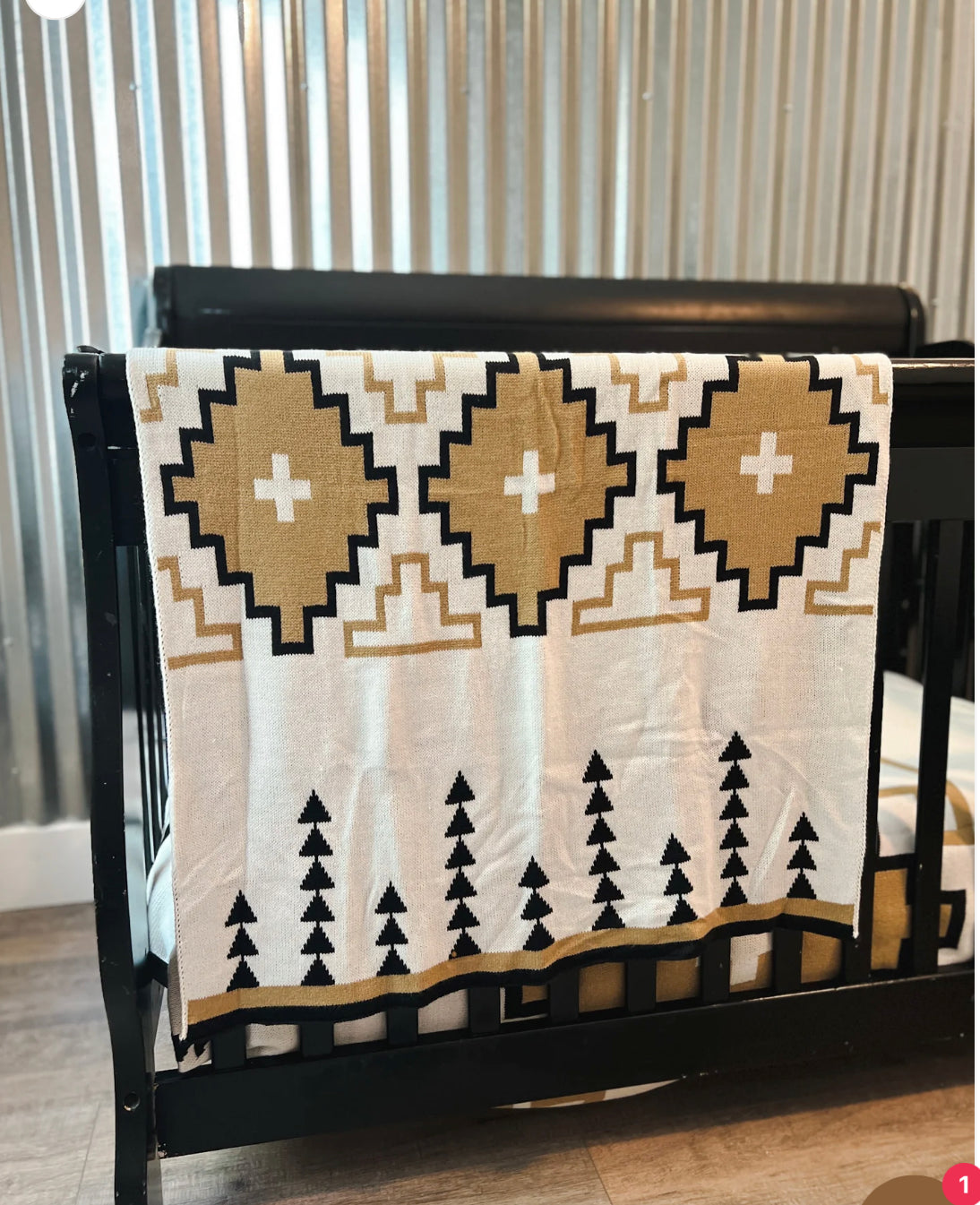 BABY MARFA BLANKET- Black, White, Tan - 30" x 40"