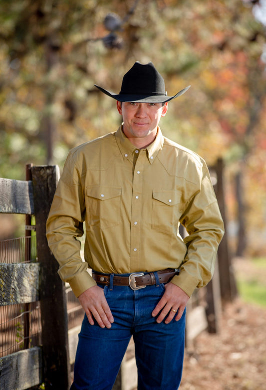 Wyoming Traders Men’s 100% Cotton Twill Shirt Pearlsnap
