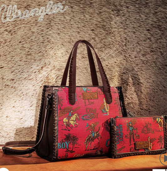 Wrangler VINTAGE RETRO COWBOY COOL PRINT SATCHEL/CROSSBODY