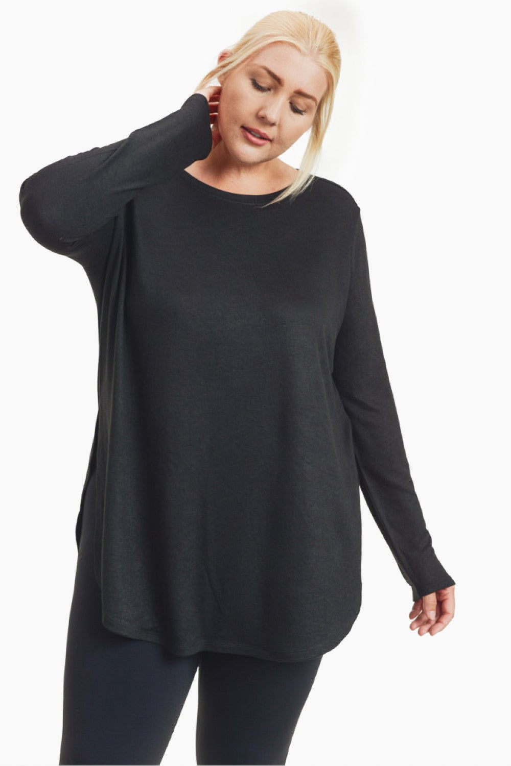 CURVY Long Sleeve Flow Top w/ Side Slits multiple colors