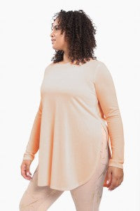 CURVY Long Sleeve Flow Top w/ Side Slits multiple colors