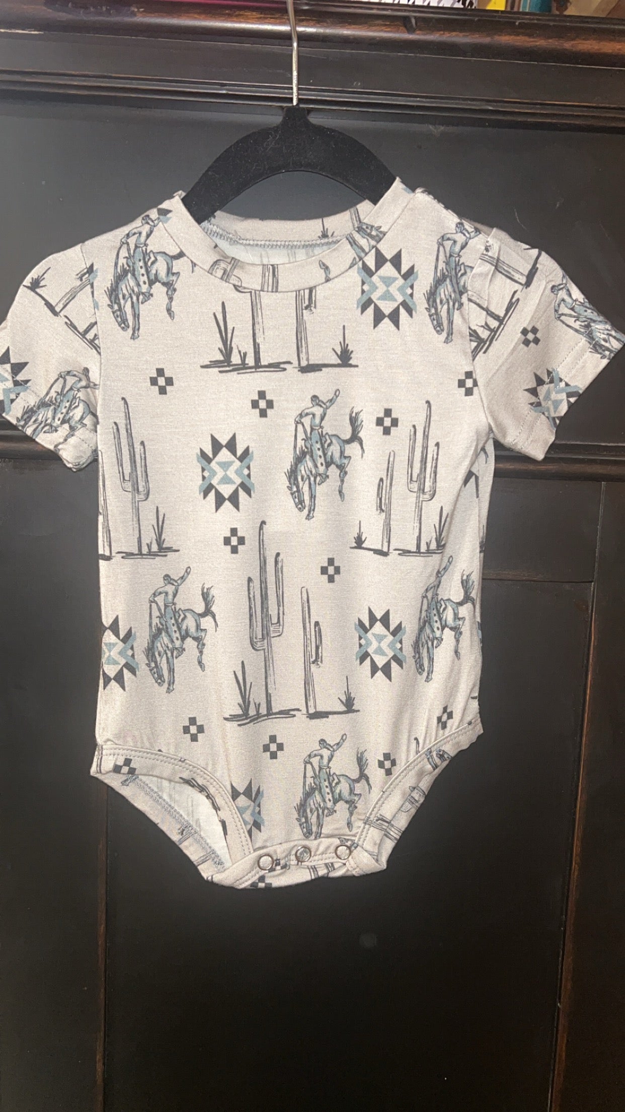 Grey Western Bronc Onesie 3-6 Months