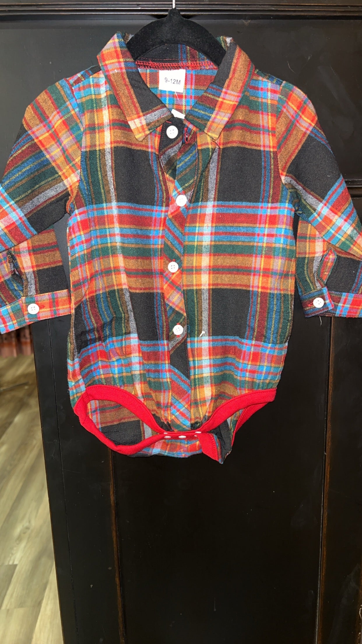 Flannel Button up onesie 9-12 Months